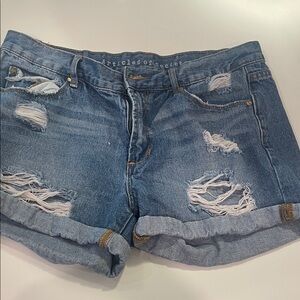 Articles Of Society Ripped Light Blue Rolled Hem Denim Shorts